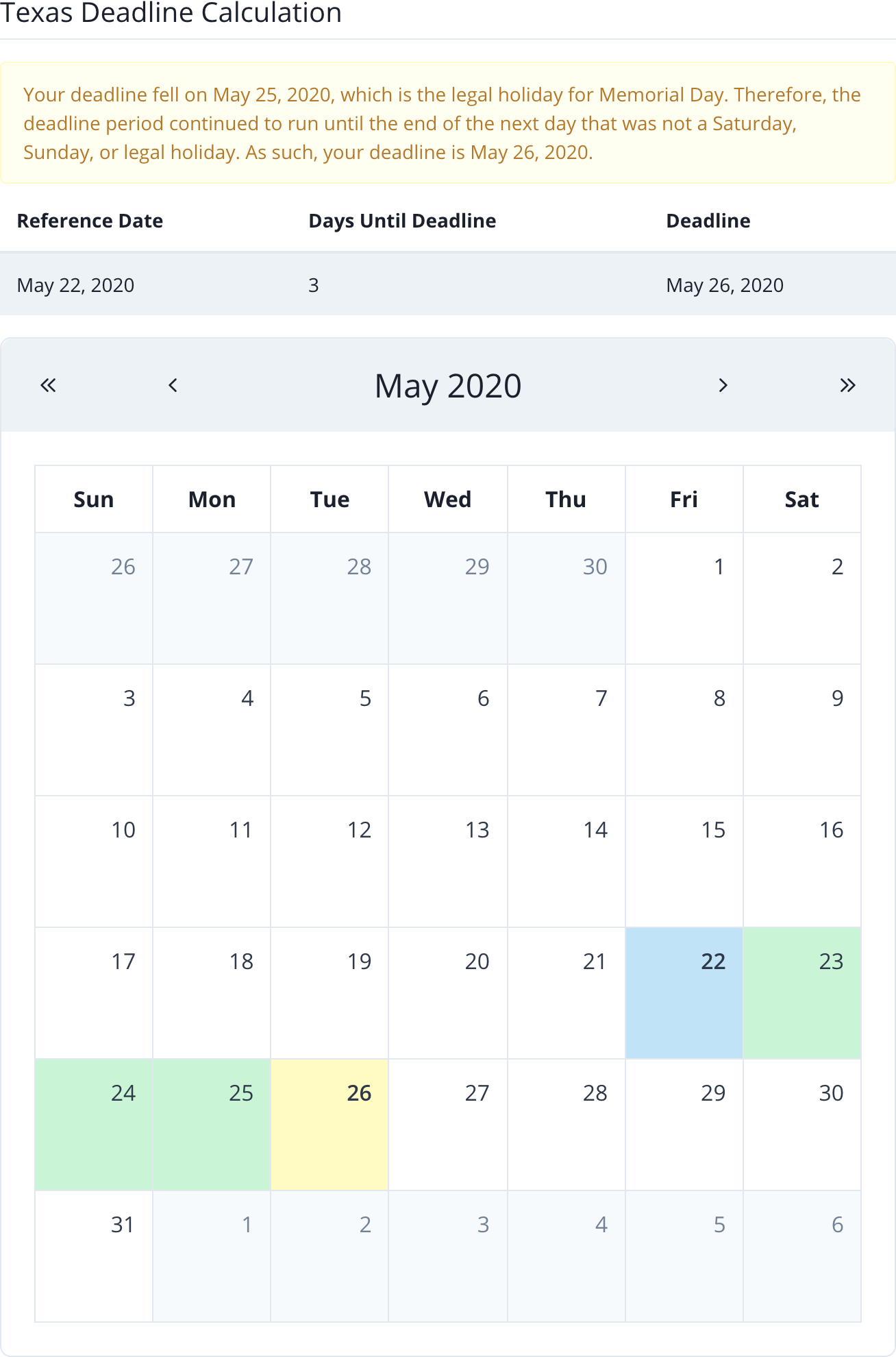 Calculating Texas Deadlines | Legal Calculators
