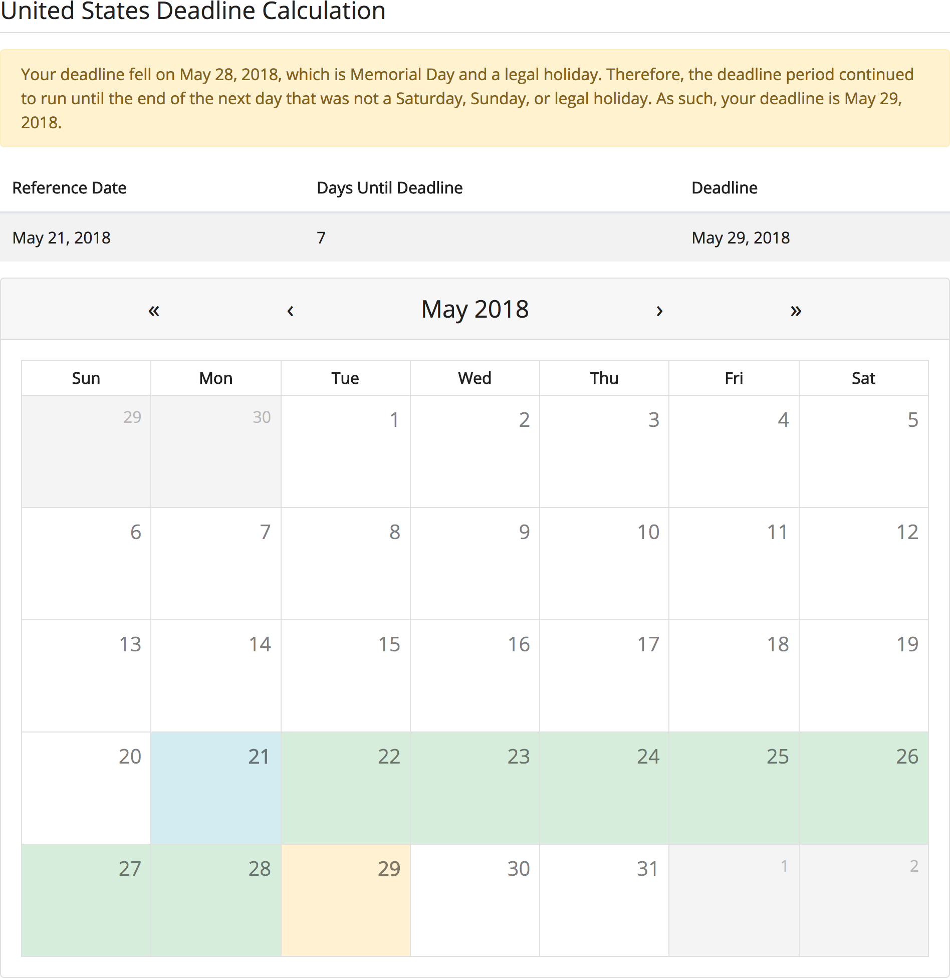 Calculating United States Deadlines Legal Calculators