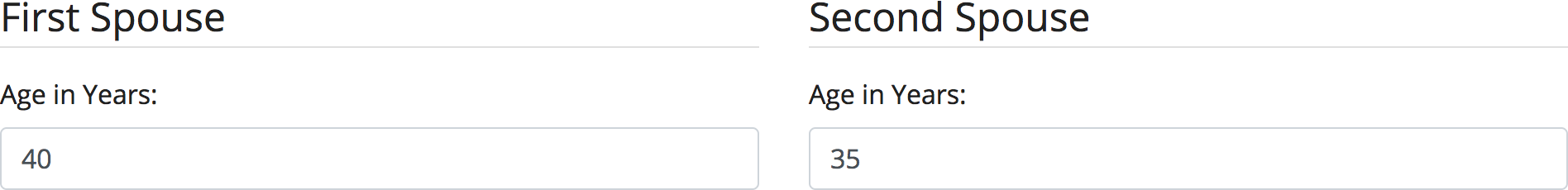 Arizona Maintenance Calculator age inputs