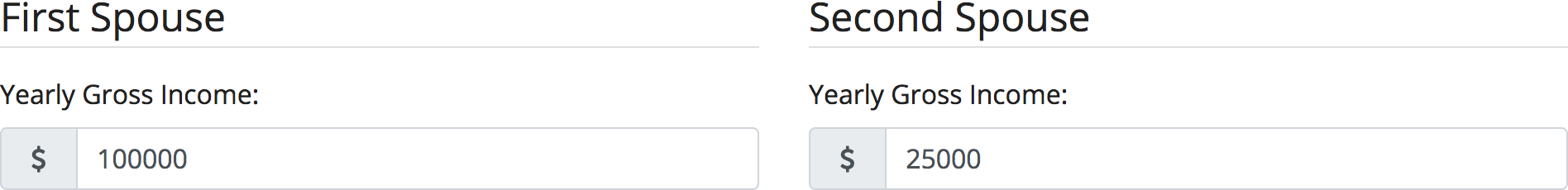 Arizona Maintenance Calculator gross income inputs