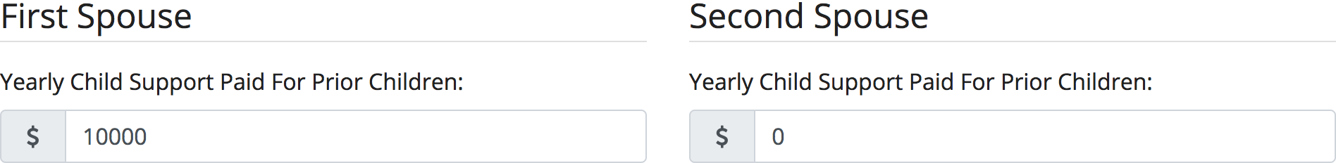 Virginia Maintenance Calculator child support actually paid inputs